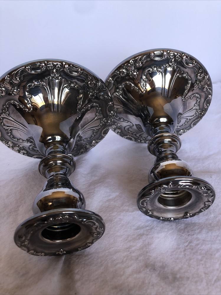vintage gorham Plated candle sticks set 2 YC3004