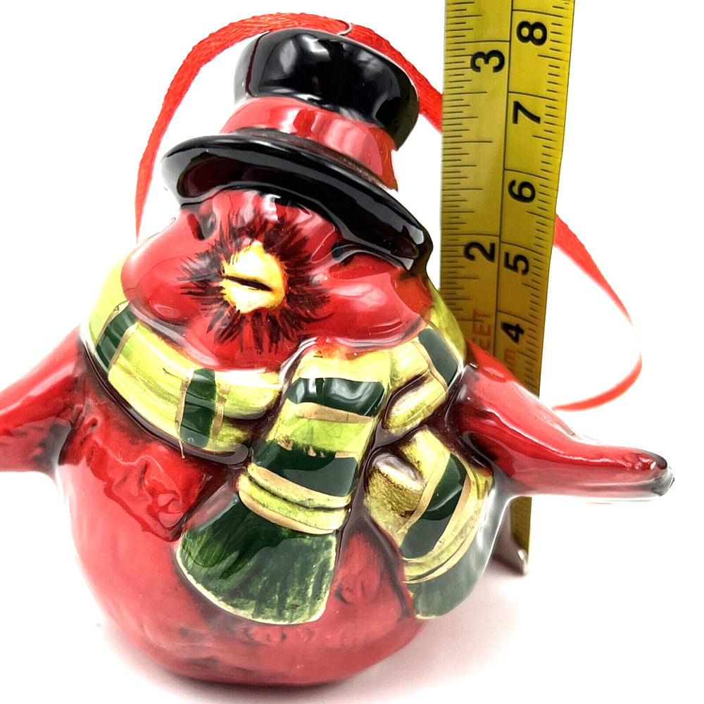 Christmas Holiday Red Cardinal Hand Painted Ceramic Tree Ornament