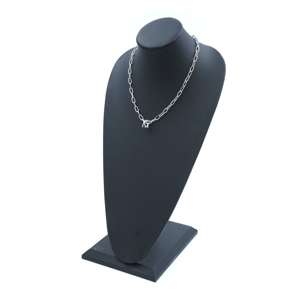 Tall Black Faux Leather Necklace Display - 18"H