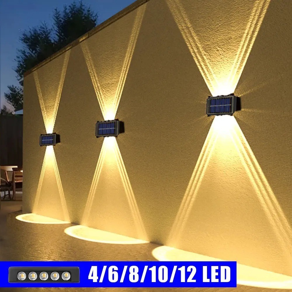 Outdoor solar wall light, warm light, waterproof, up and down lighting
