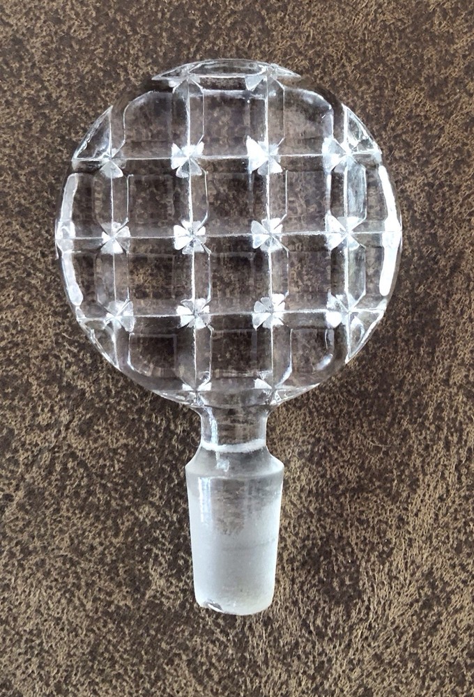 Art Deco Replacement Perfume Stopper Waffle Pattern Pressed Clear Glass
