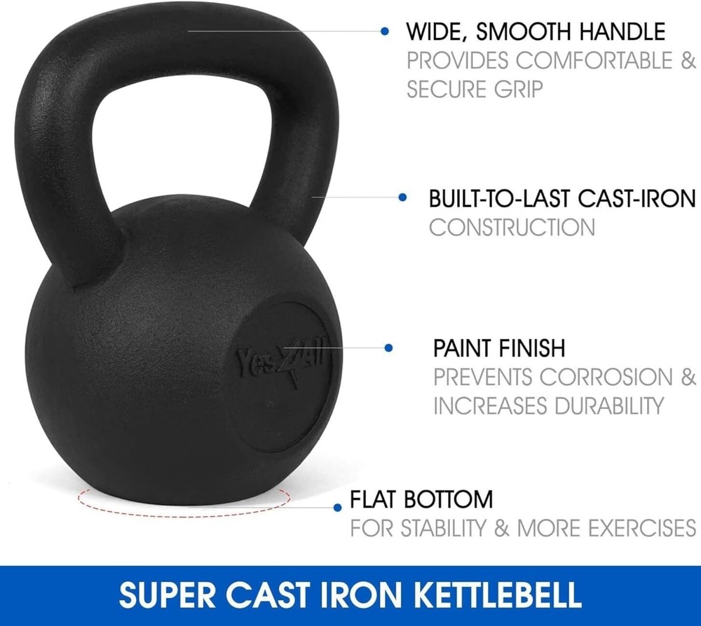 Versatile Cast Iron Kettlebells (5-80 Lbs) - Enhance Your Strength Training