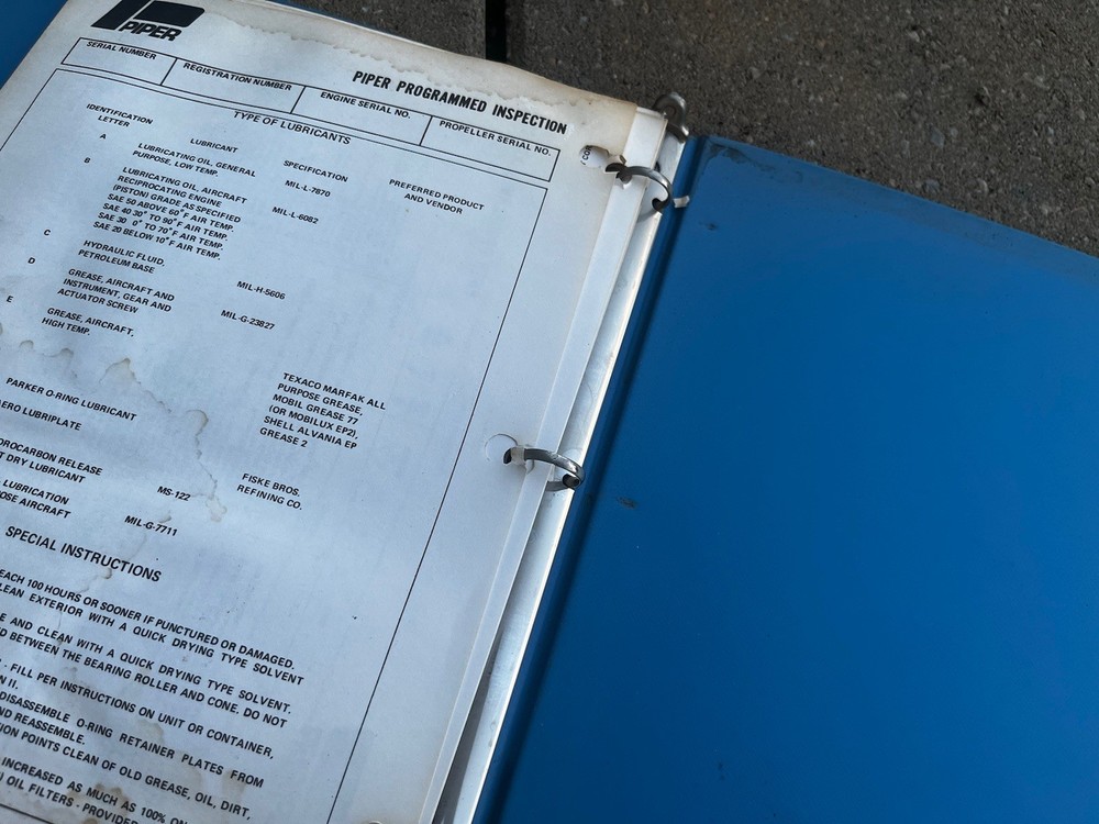 Piper Warrior Programmed Inspection 761-540 Original