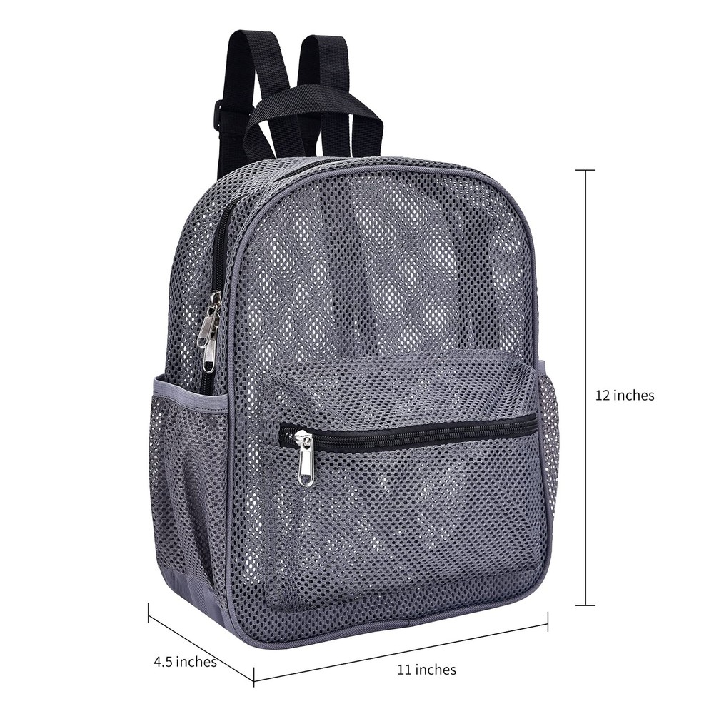 MAY TREE Grey Mesh Backpack for School, Beach, 11*4.5*12 inches,