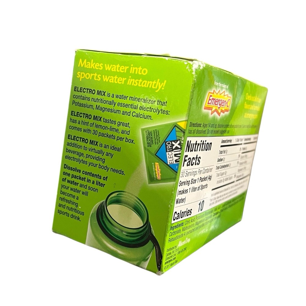 EMERGEN-C Electro MIX Electrolyte Replacement Drink Lime Lemon 30Packag VHTF NEW
