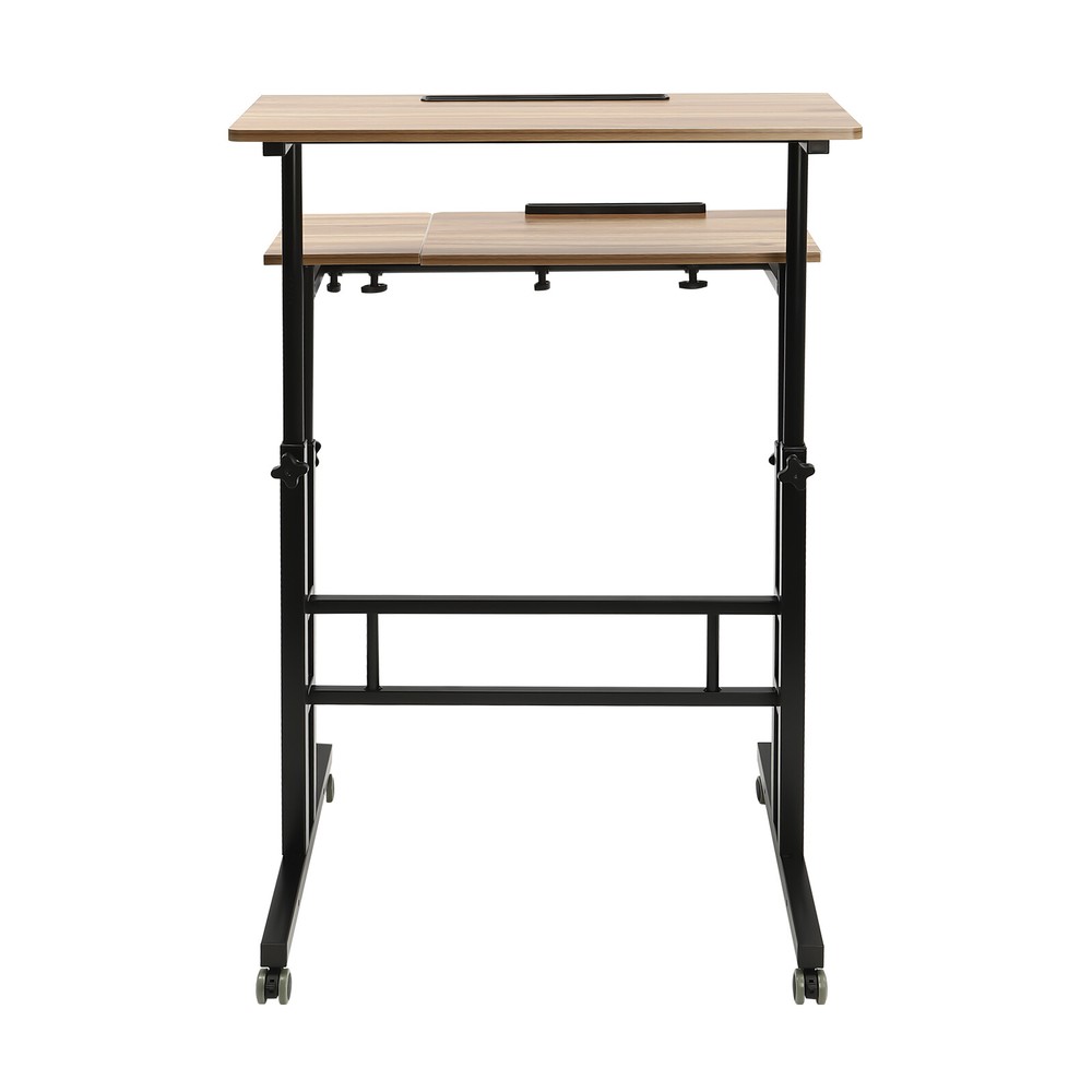 Rolling Laptop Desk Adjustable Height Computer Table Stand up Office Workstation