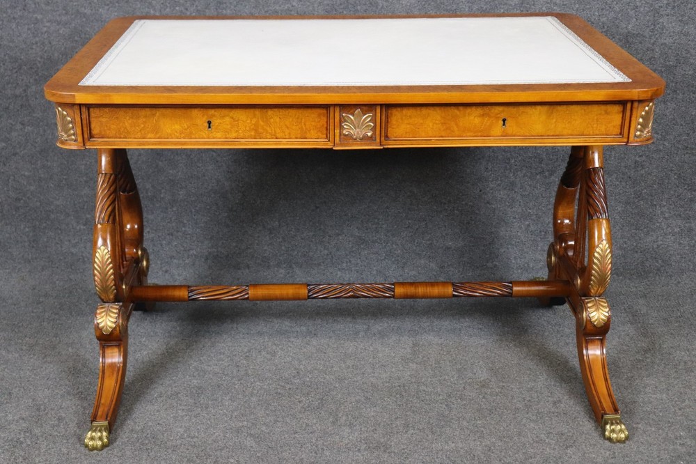 Italian Regency Style Embossed Leather Top Desk