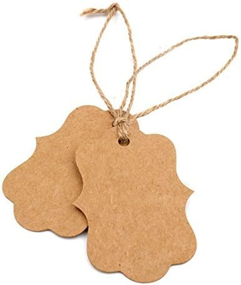 Blank Gift Tags with String, 100PCS Kraft Paper Hang Tags, 2.8x2 in Brown Han...