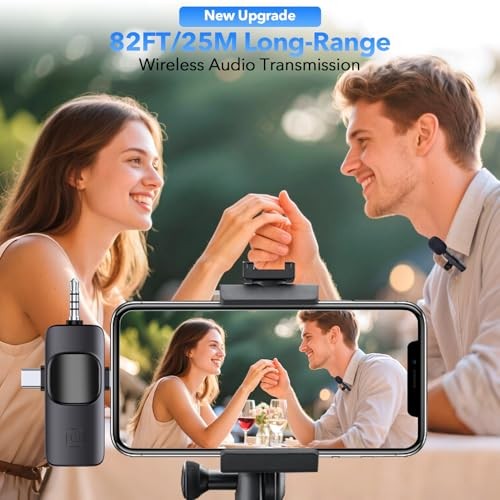 3 in 1 Professional Wireless Microphone for iPhone,Android,Camera,Lapel Mic
