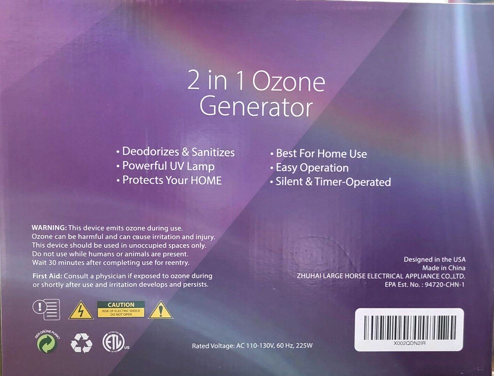 HOME SANITIZER SOLUTIONS OZONE GENTERATOR OG-25-BLUE