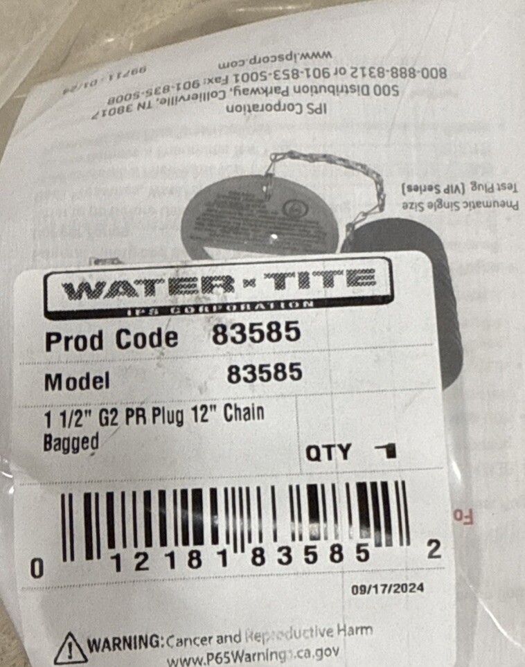 IPS 83585 1-1/2" Pressure Relief Test Plug