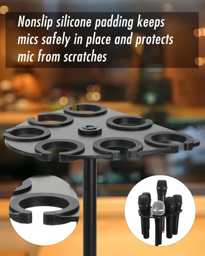 Microphone Holder Multi Mic Holder for Wired and Wireless Mics Multiple Micro...