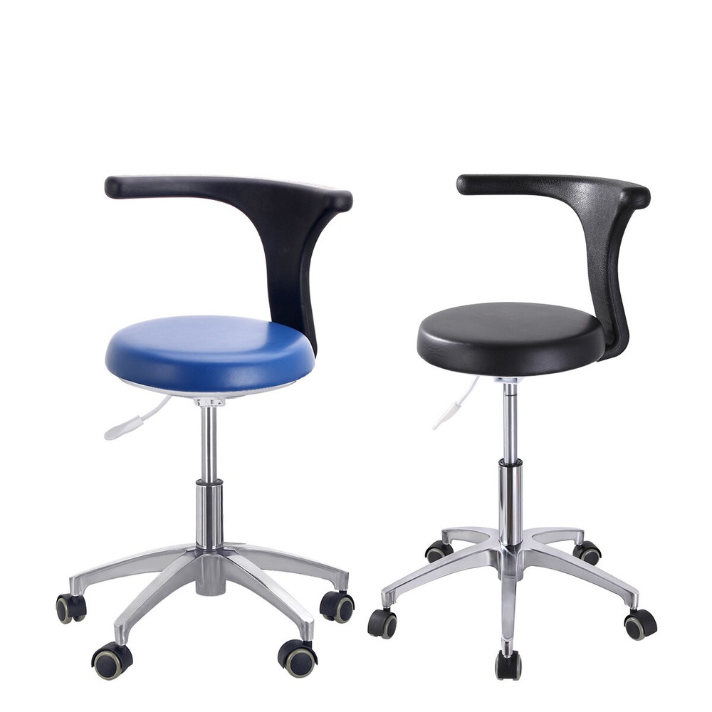 Dental Chair Assistant Stool Armrest Adjustable Height PU Leather 360° Rolling
