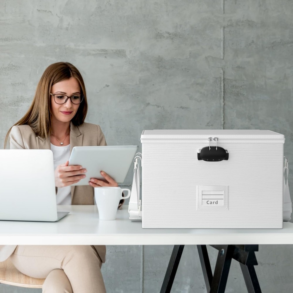 Fireproof Document Box File Organizer - Waterproof Locking Filing Portable St...