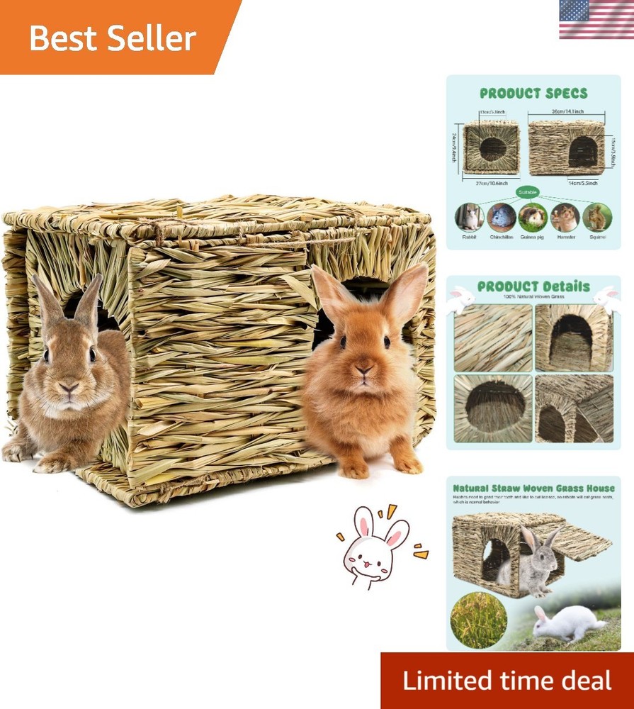 Durable Extra Large Grass Hut for Rabbits & Chinchillas - Eco-Friendly Design