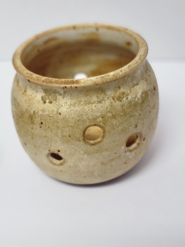 Vintage Hand Thrown Pottery Garlic Jar Keeper Studio Handmade Signed 70's Ware