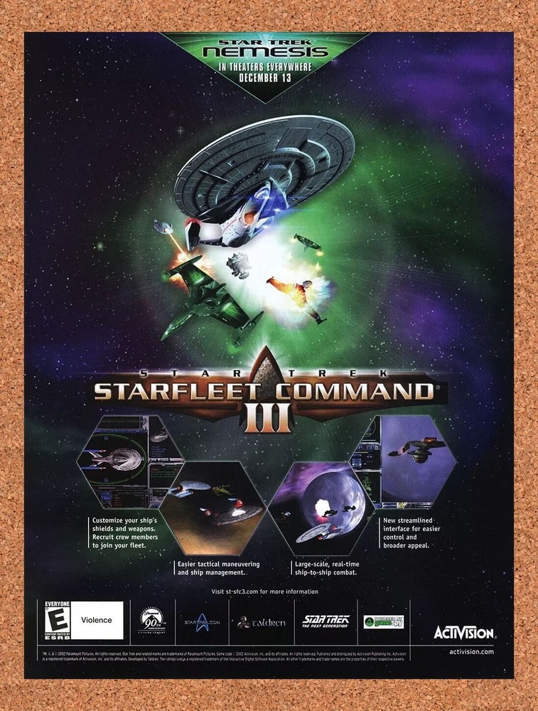 2002 Star Trek Starfleet Command 3 PC Original Advertisement / Retro Wall Art v2