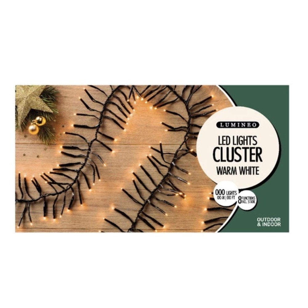 CLUSTER 768LT LED TWINKLE WARM WHITE GREEN WIRE 14