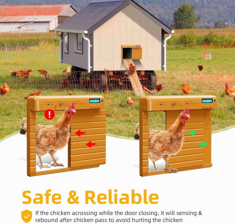Timebal Automatic Chicken Coop Door Battery-Powered with Timer & Light Sensor