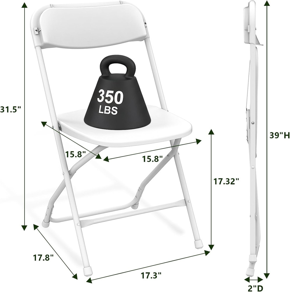 Folding Chairs 4 Pack, Plastic Folding Chairs for Outside, Heavy Duty Foldable C