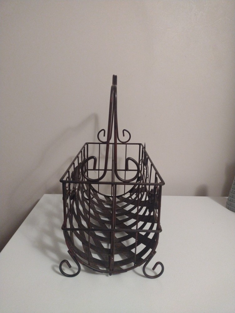 Vintage Wrought Iron Grapevine Magazine Rack