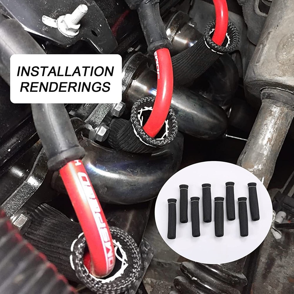 8Pcs Spark Plug Wire Boots Protector Sleeve Heat Shield Cover Insulation Wrap