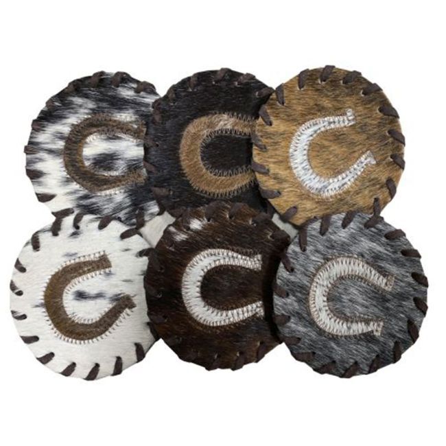 Showman Horseshoe Cowhide Coasters Single 224