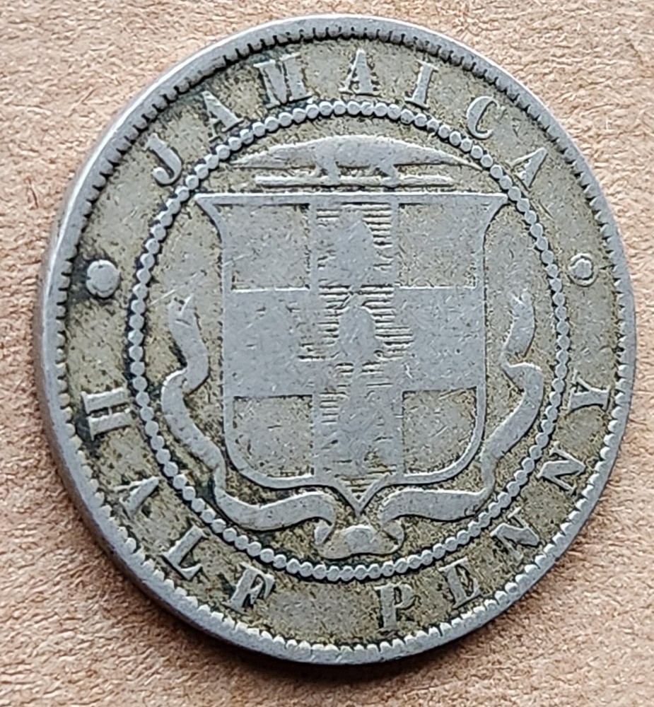 •1885•BRITISH JAMAICA•HALF PENNY•