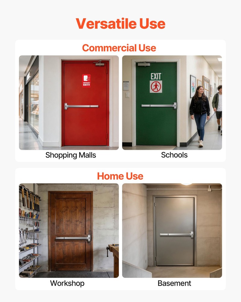 VEVOR Push Bar Panic Exit Device Panic Bar for Exit Doors 31" Dual Locking Bolt