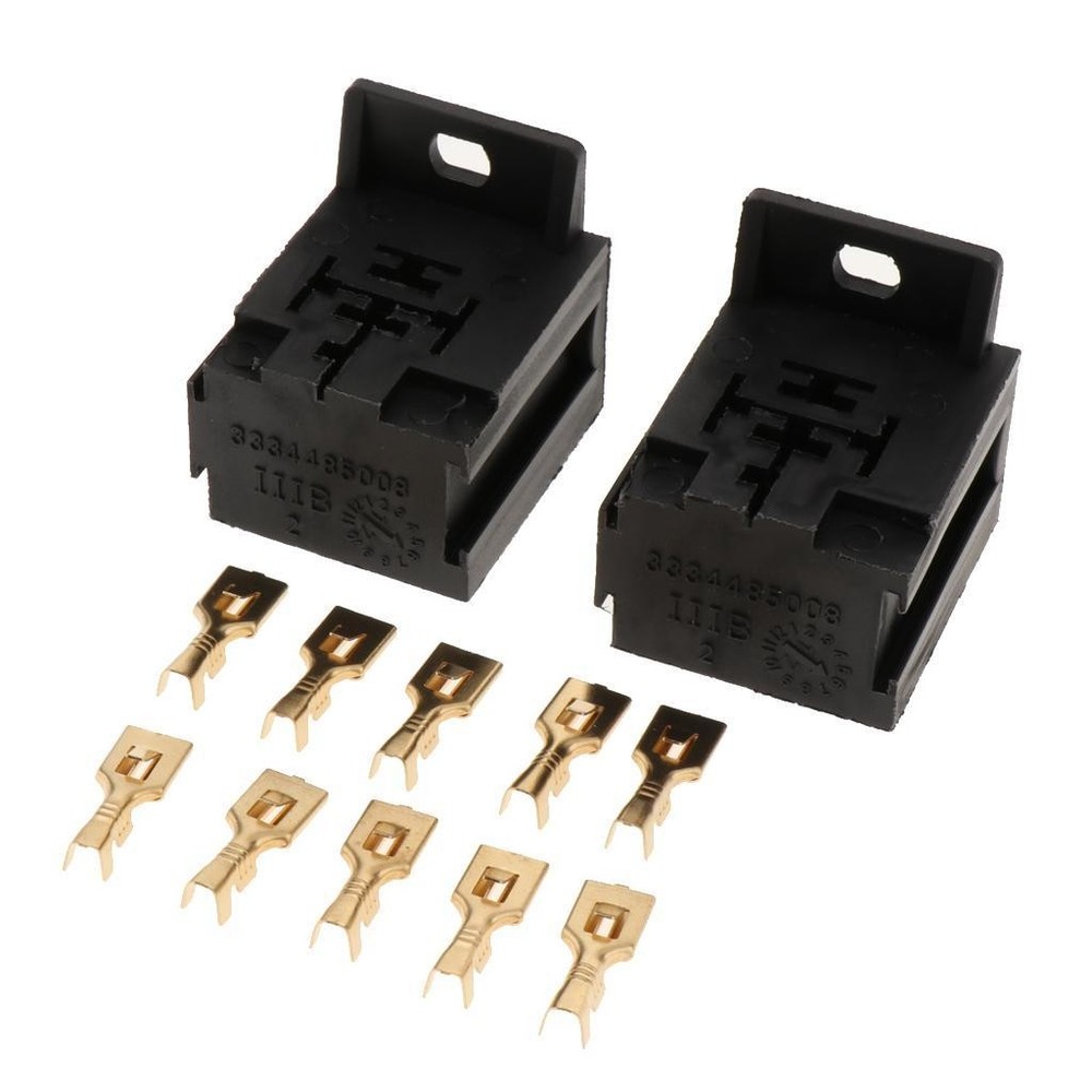 5 Pin Relay Base Holder With Mounting Bracket & Terminals -2 Set - Black