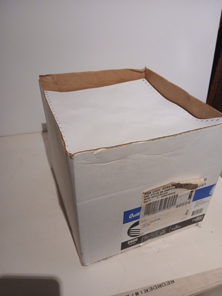 Vtg. Continuous Feed Paper 9.5X 11 Dot Matrix Computer Paper 2000+ Sheets