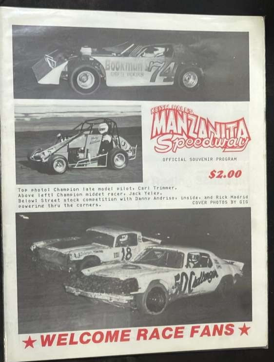 KEITH HALLS MANZINITA SPEEDWAY RACE PROGRAM 1990