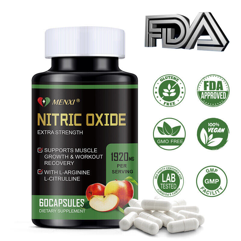 MENXI Nitric Oxide Capsules 1920mg 60ct - Energy Circulation Exercise Boost