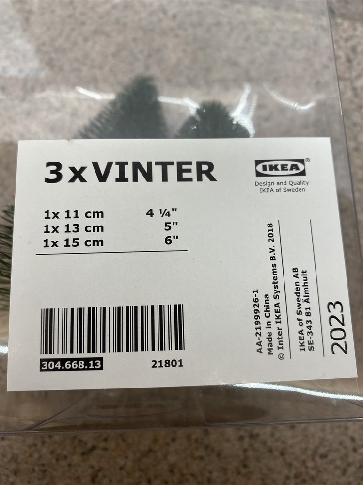 Ikea Vinter Christmas Tree Decor, 3 Mini Artificial Trees -Assorted Sizes