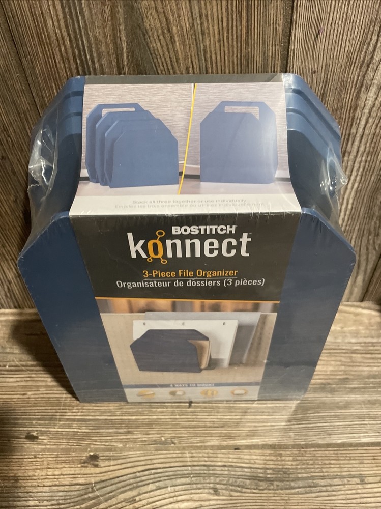 Bostitch Konnect Plastic 3-Piece File Organizer KT-3FOLDER-Blue