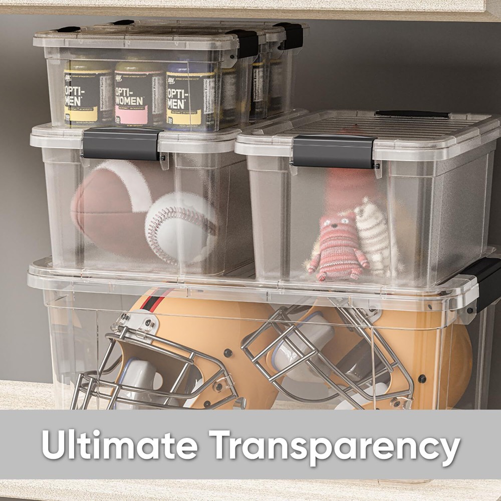 Superio Clear Storage Bins with Lids, 4 Pack- Plastic Storage Boxes - 11 Quart
