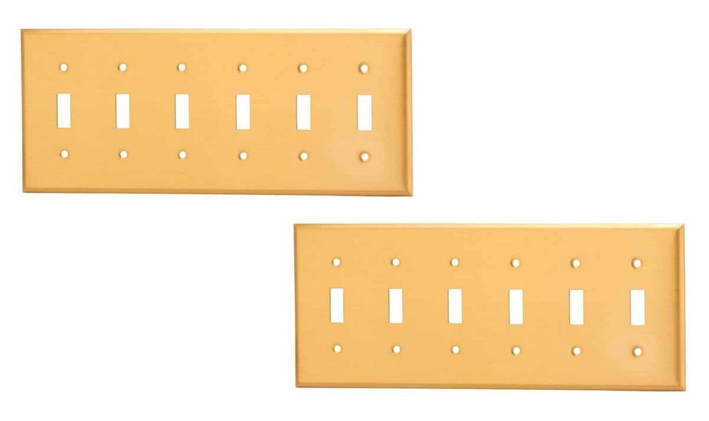 2 Switch Plate Brushed Solid Brass Six Toggle | Renovator's Supply