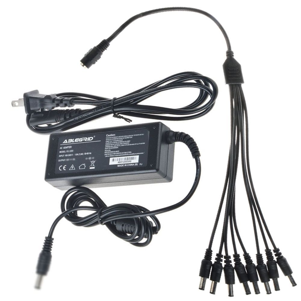 12V 5A DC Adapter +8 Split Power Cable for Sannce CCTV Security Camera DVR Power