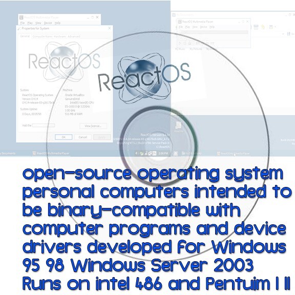ReactOS Operating System DVD Windows NT Reimplementation! Same Day Shipping USA!
