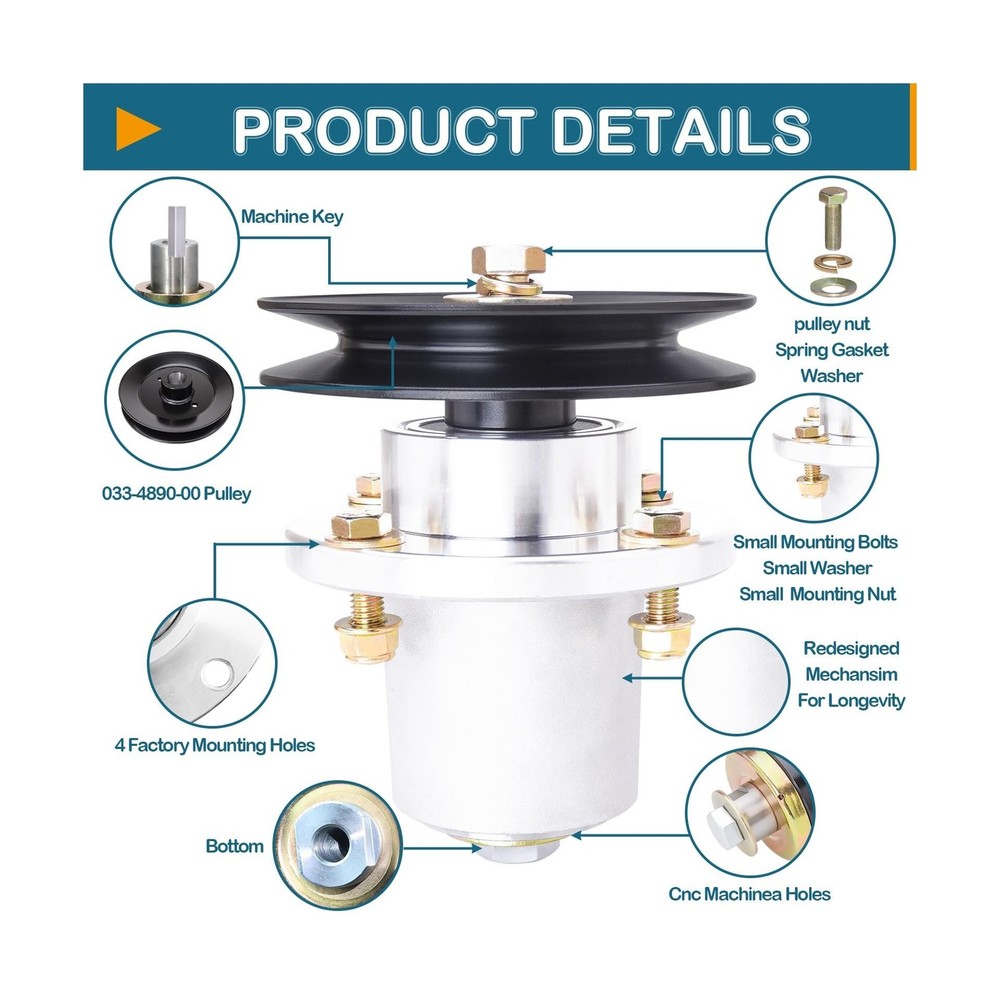 037-2050-00 Spindle Assembly with 033-4890-00 Pulley Replaces Bad Bo y MZ & M...