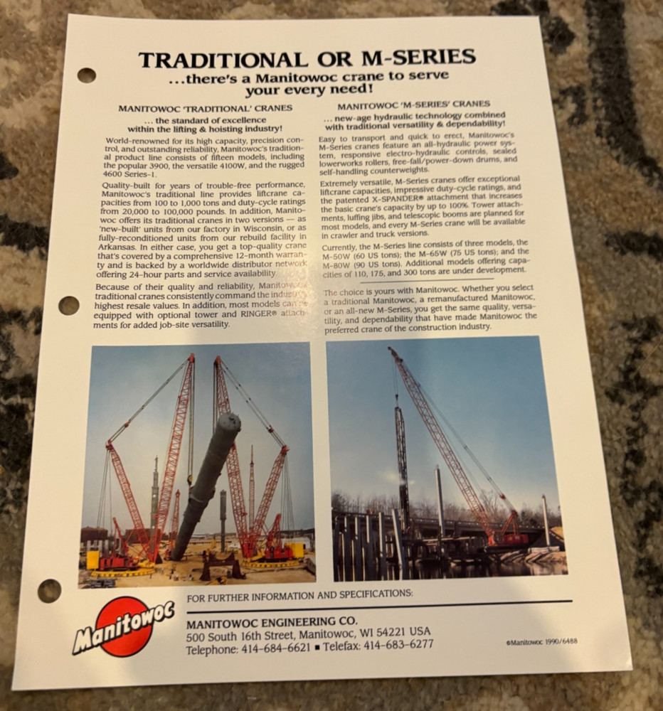 Manitowoc M Series Crane  Brochure AMIL25