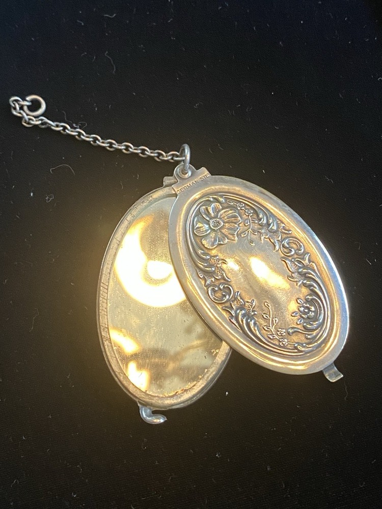 Antique German Silver Mirror/Pendant