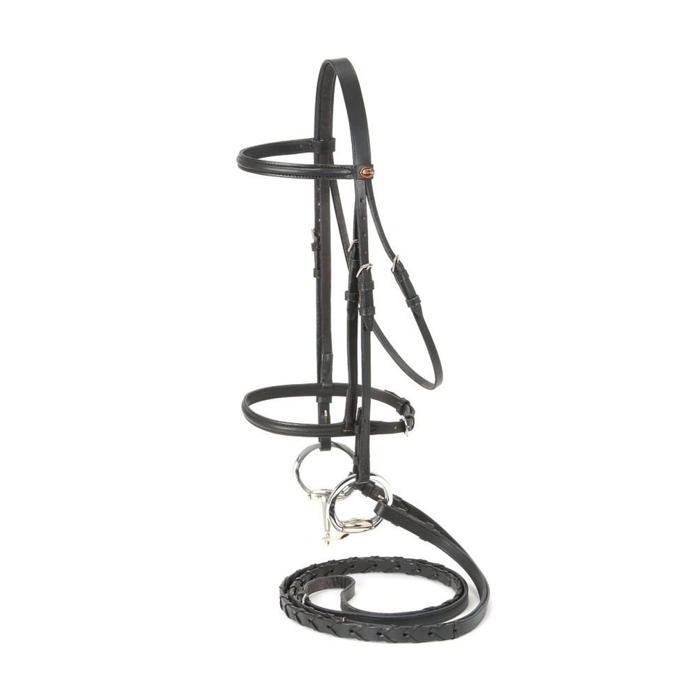 Tough 1 Silver Fox Raised Snaffle Bridle Cob Black