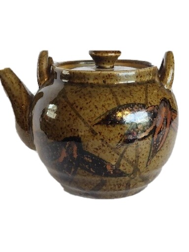 Handmade Stoneware Pottery Artistic Teapot Bamboo Design