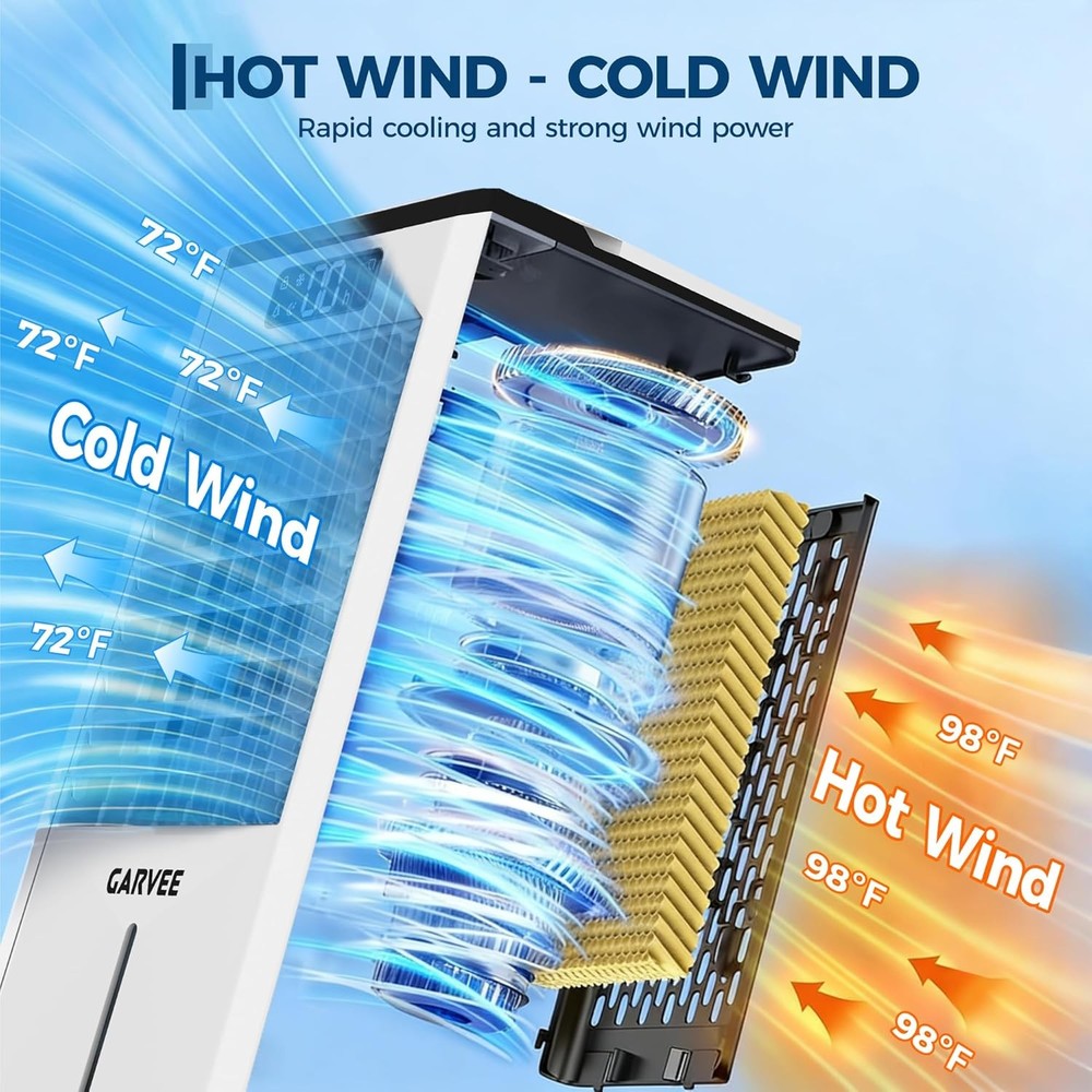 Portable air conditioners, 1.84Gal Touch Screen Swamp Cooler with Remote Control