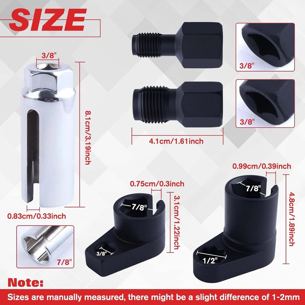 5pcs Oxygen O2 Sensor Socket Remover/Installer Thread Chaser Tool Set Kit 22mm