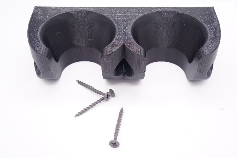 Wall Mounted Holder for Two MagLite D Cell Flashlights *BLACK*