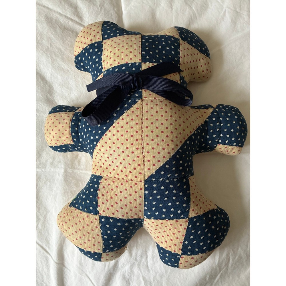 Vintage Handmade Patchwork Quilt 12” Teddy Bear