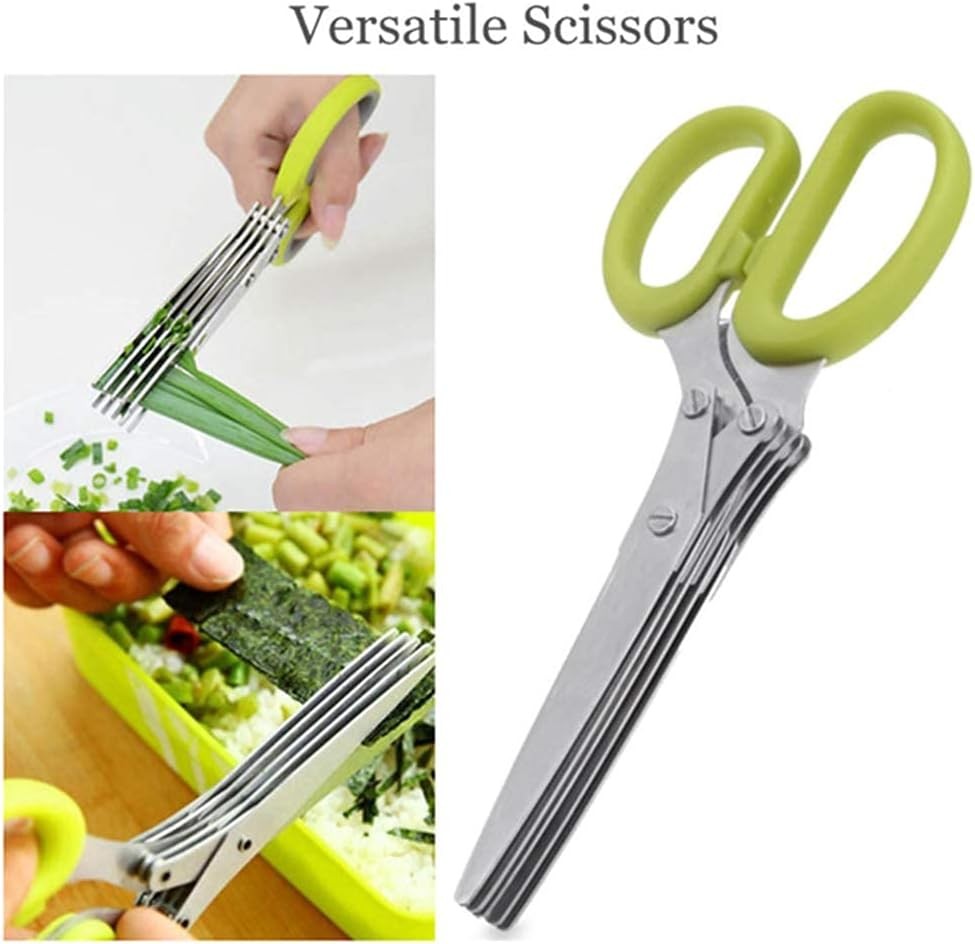 Stainless Steel 5 Blade Professional Shredding Scissors Sharp Herb Kitchen Tool