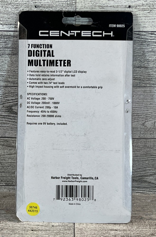 Cen-Tech 7 Function Digital Multimeter 98025 New In Package